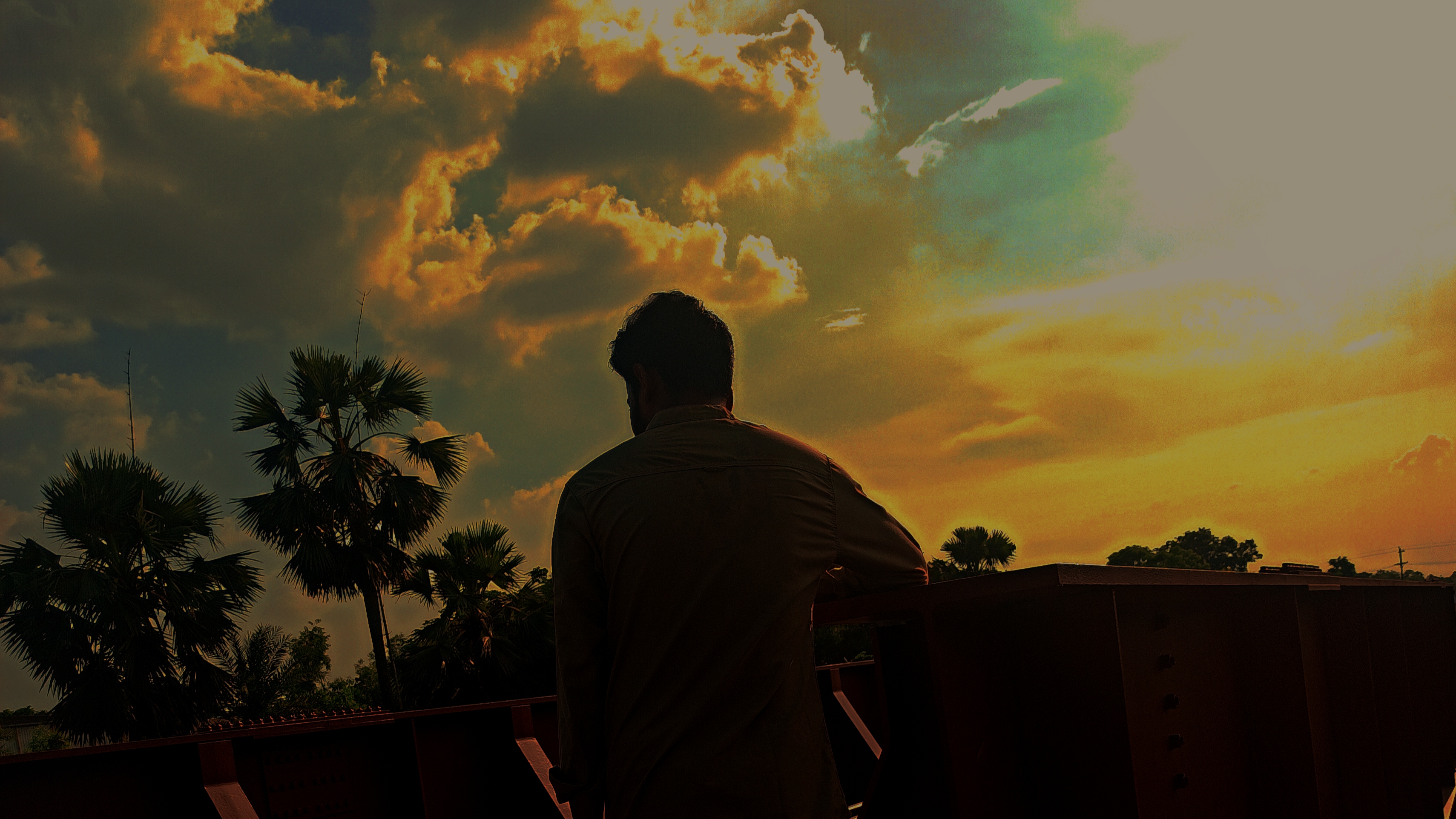 Silhouette self portrait of Nayan Das during sunset